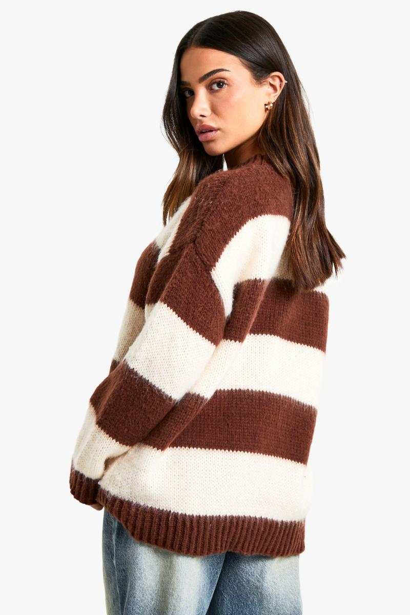 Маленький матовий смугастий негабаритний трикотажний джемпер