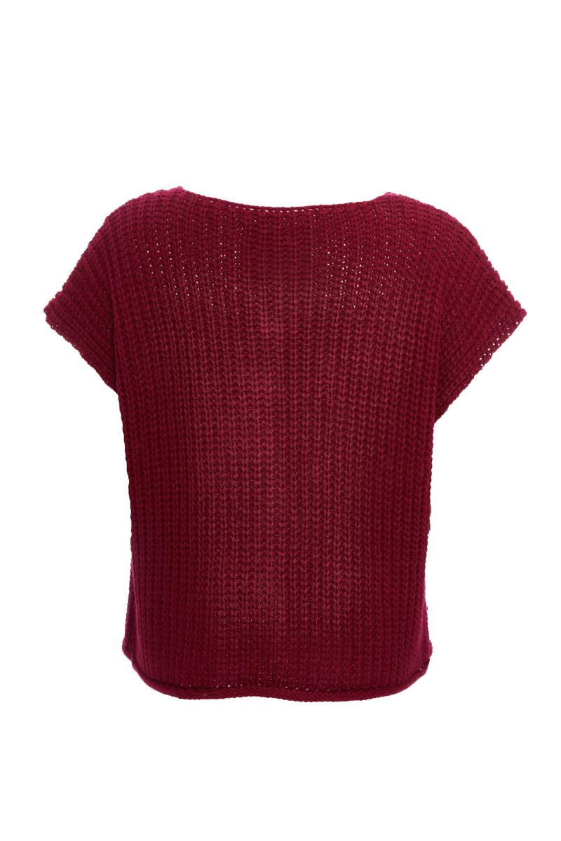 Червоний в'язаний кардиган без рукавів