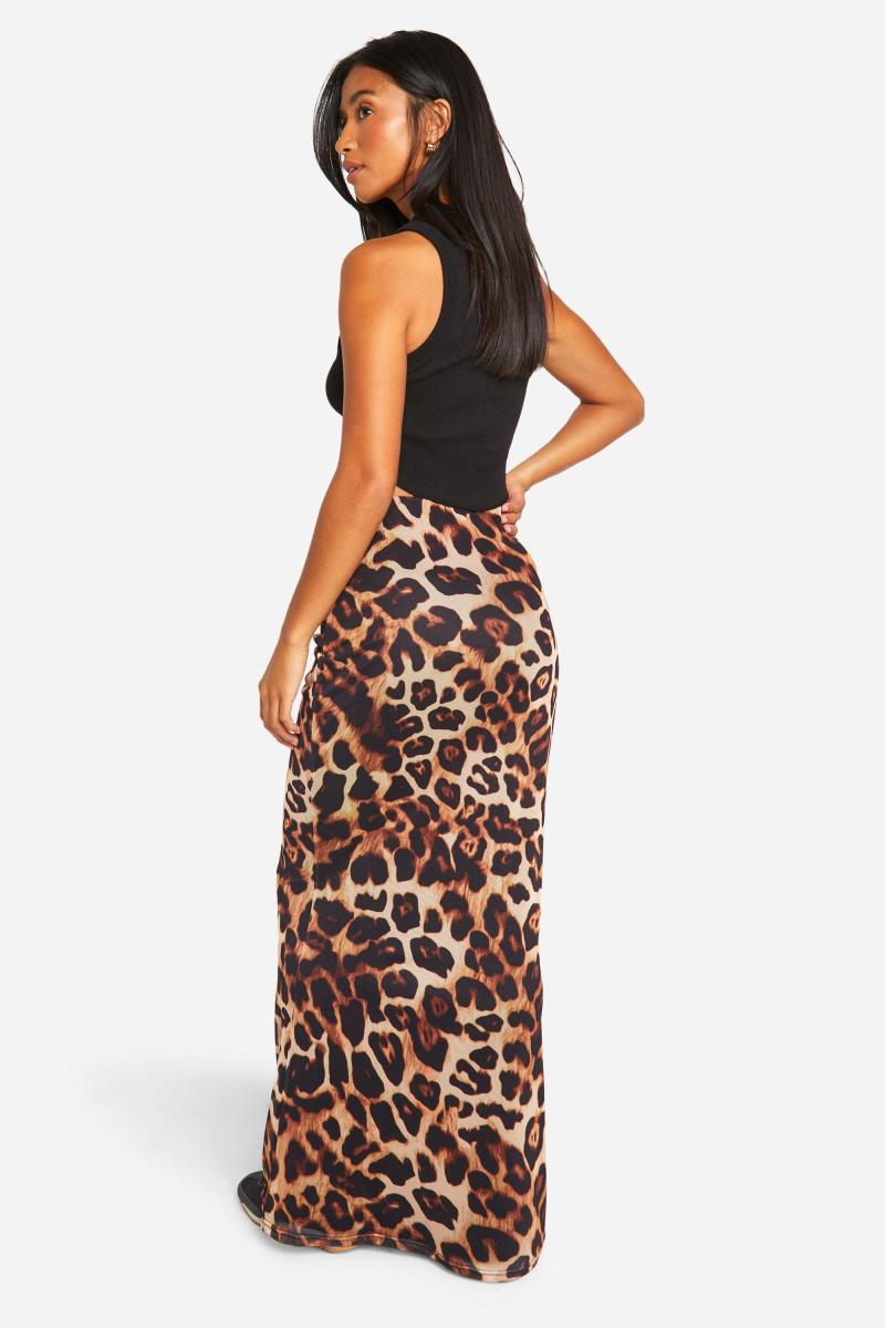 Маленький леопардовий друк максі спідниця
