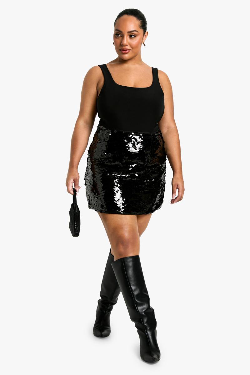 Плюс міні-спідниця преміум-класу з паєтками