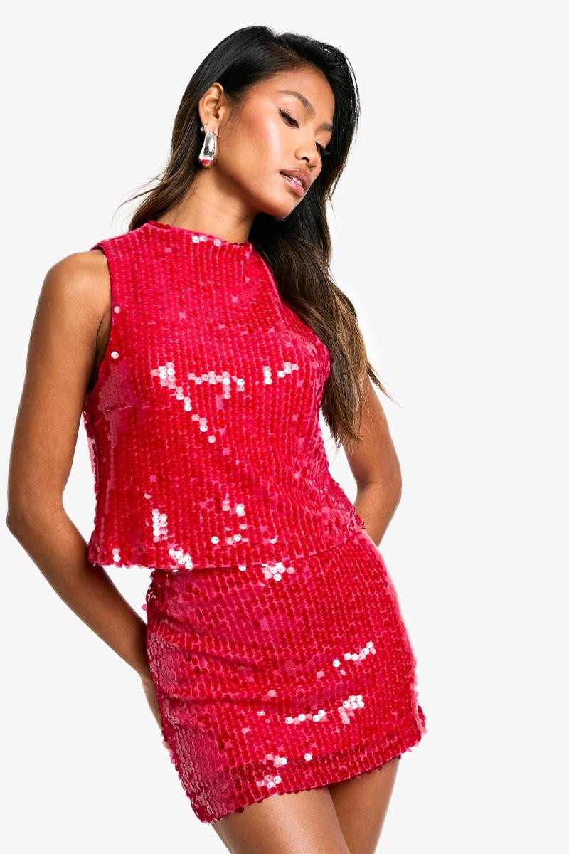 Міні-спідниця з низькою посадкою з паєтками