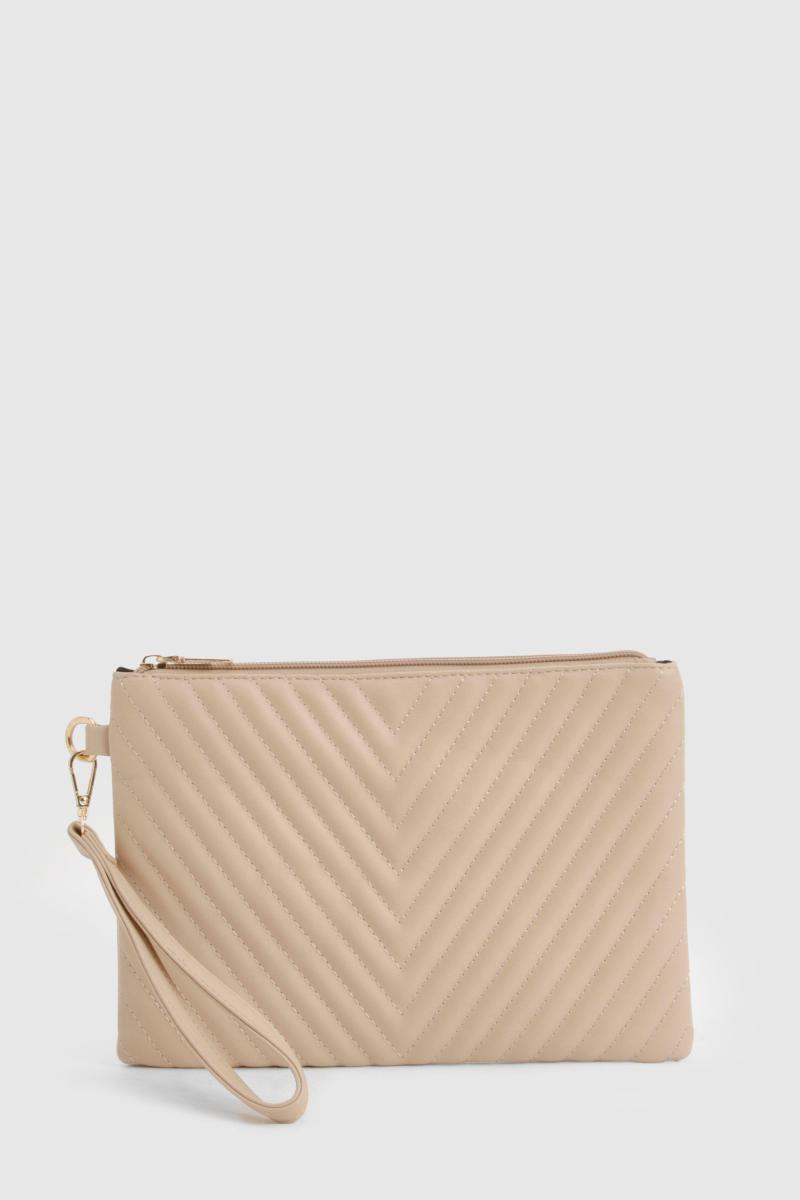 Стьобана сумка-клатч на блискавці