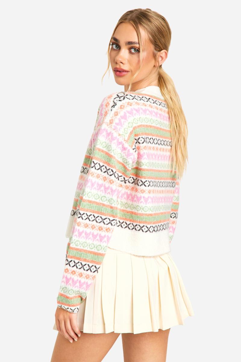 В'язаний кардиган прямого крою Pastel Fairisle