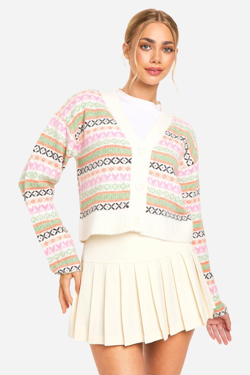 В'язаний кардиган прямого крою Pastel Fairisle