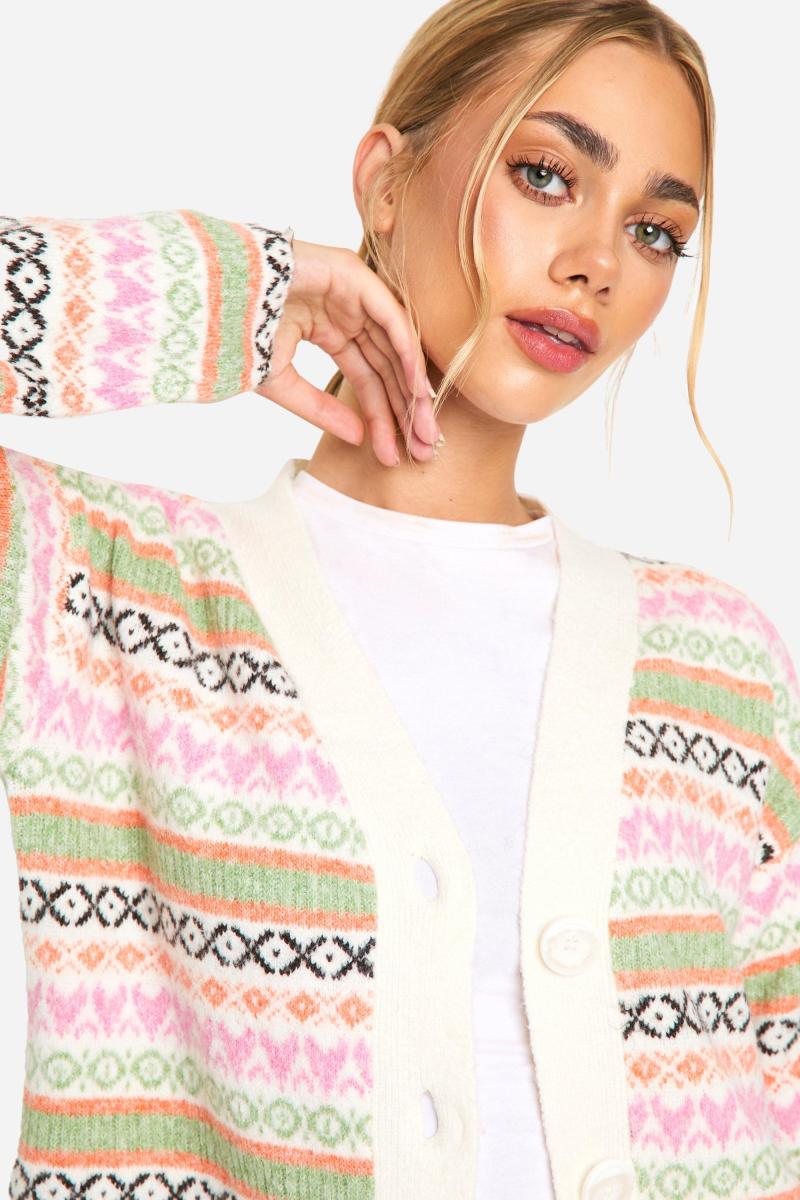 В'язаний кардиган прямого крою Pastel Fairisle