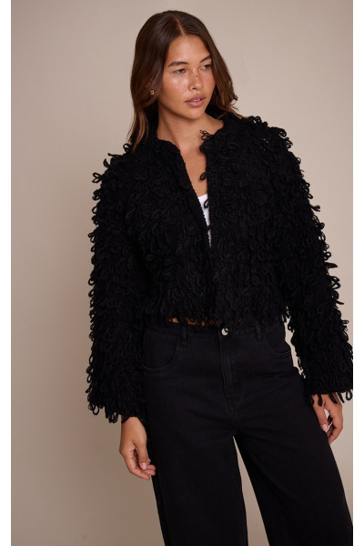 Чорна петля в’язала негабаритний кардиган Чорна петля в’язала негабаритний кардиган