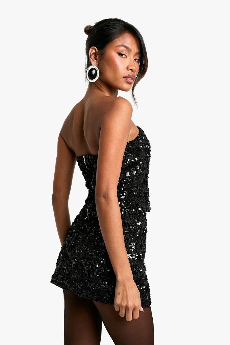 Мікро-міні-спідниця преміум-класу з паєтками з букле