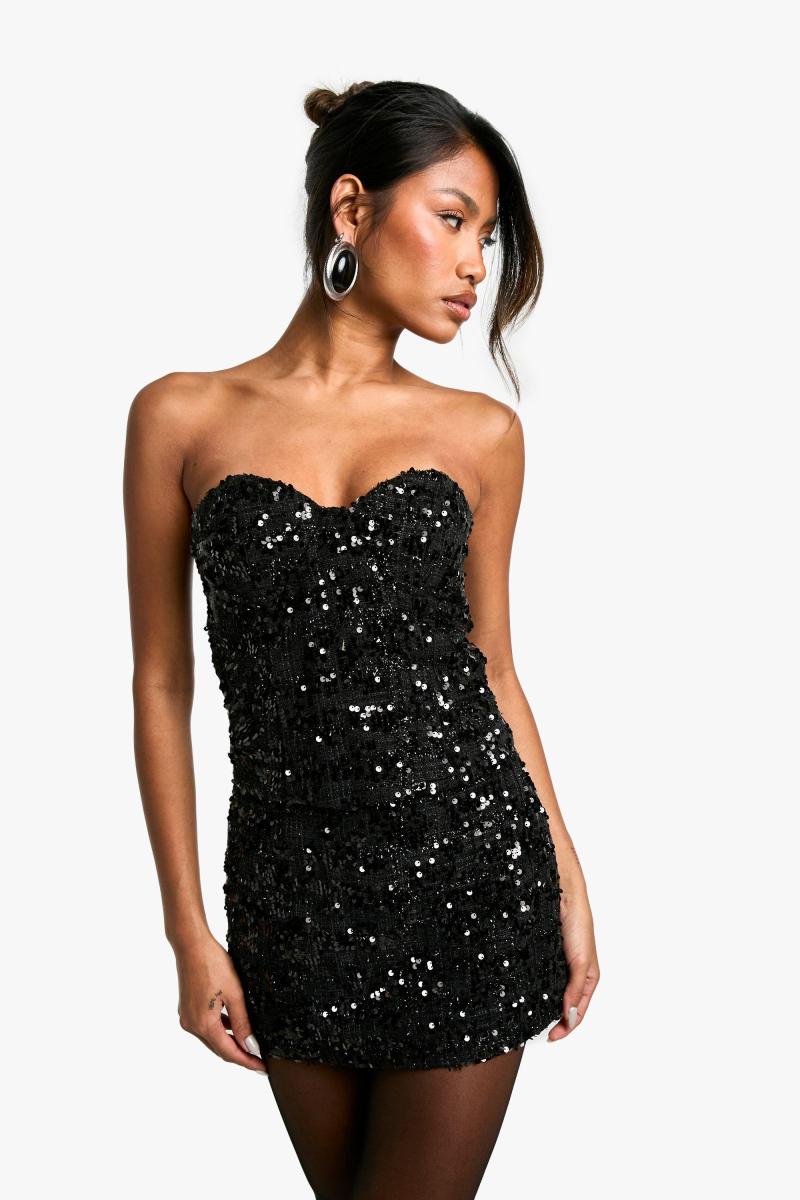 Мікро-міні-спідниця преміум-класу з паєтками з букле