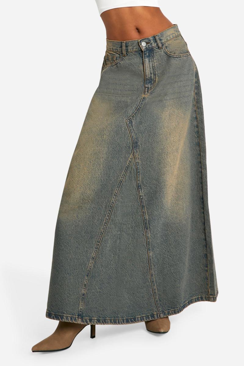 Брудна мийка лінійна джинсова спідниця