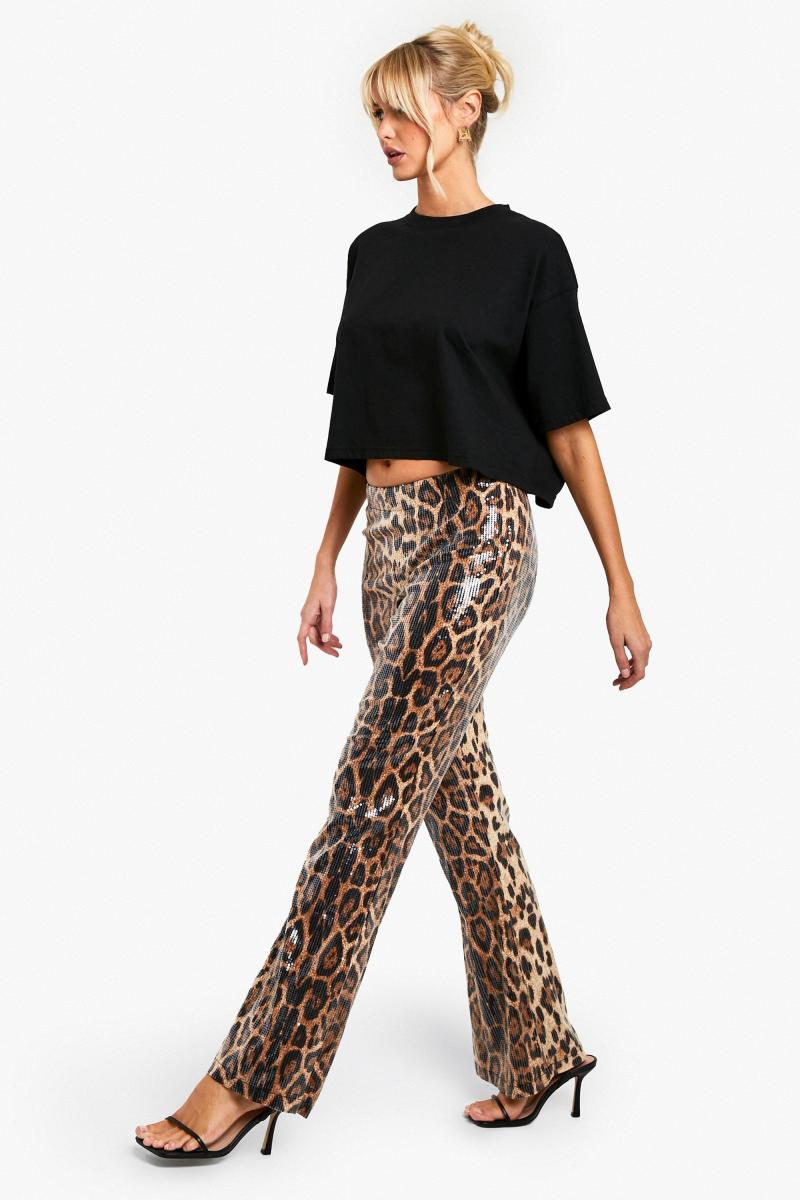 Леопардові брюки-кльош