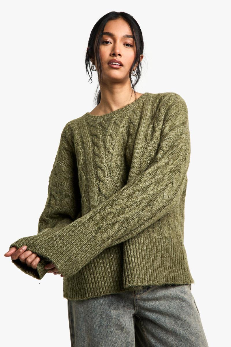 Затишний кабельний в'язаний джемпер