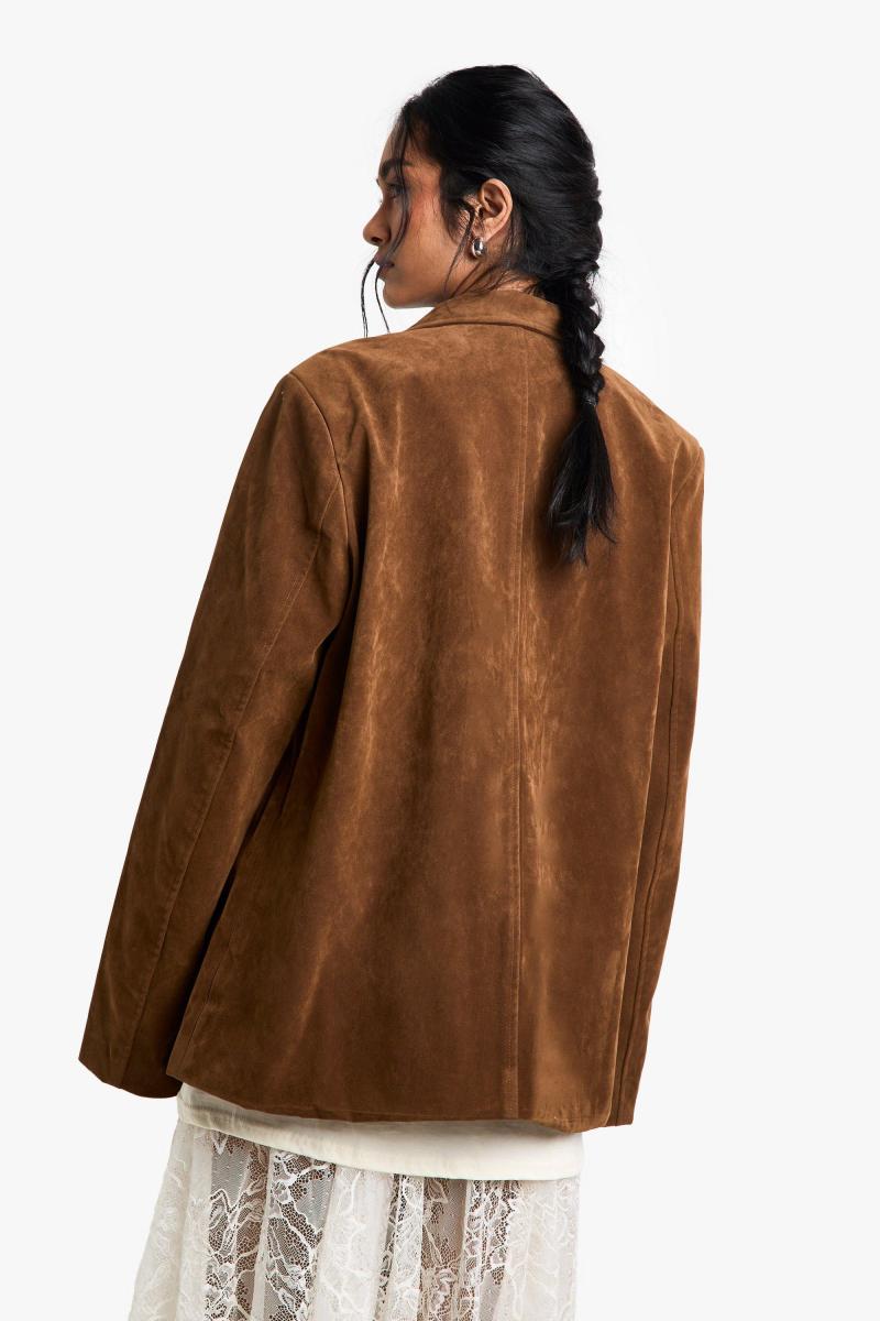 Вінтажний вигляд штучний замша негабаритний блейзер