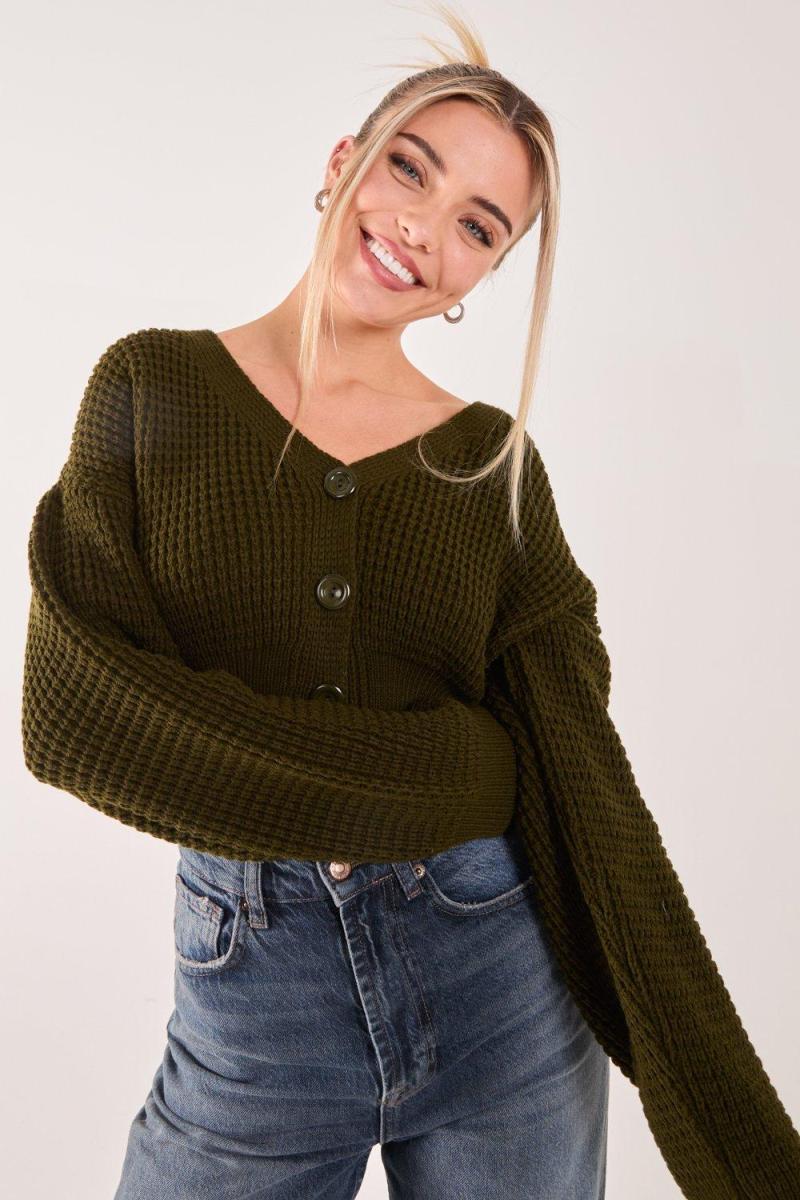 V шия, обрізана в’язаний кардиган