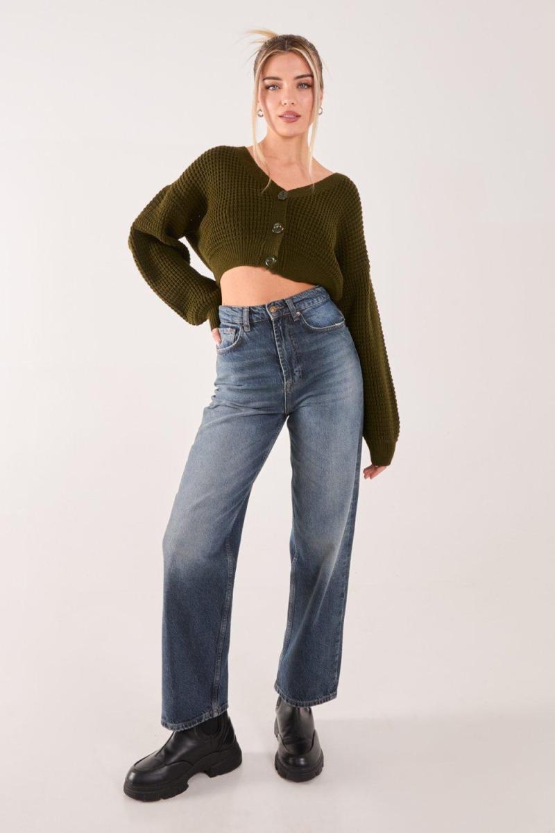 V шия, обрізана в’язаний кардиган