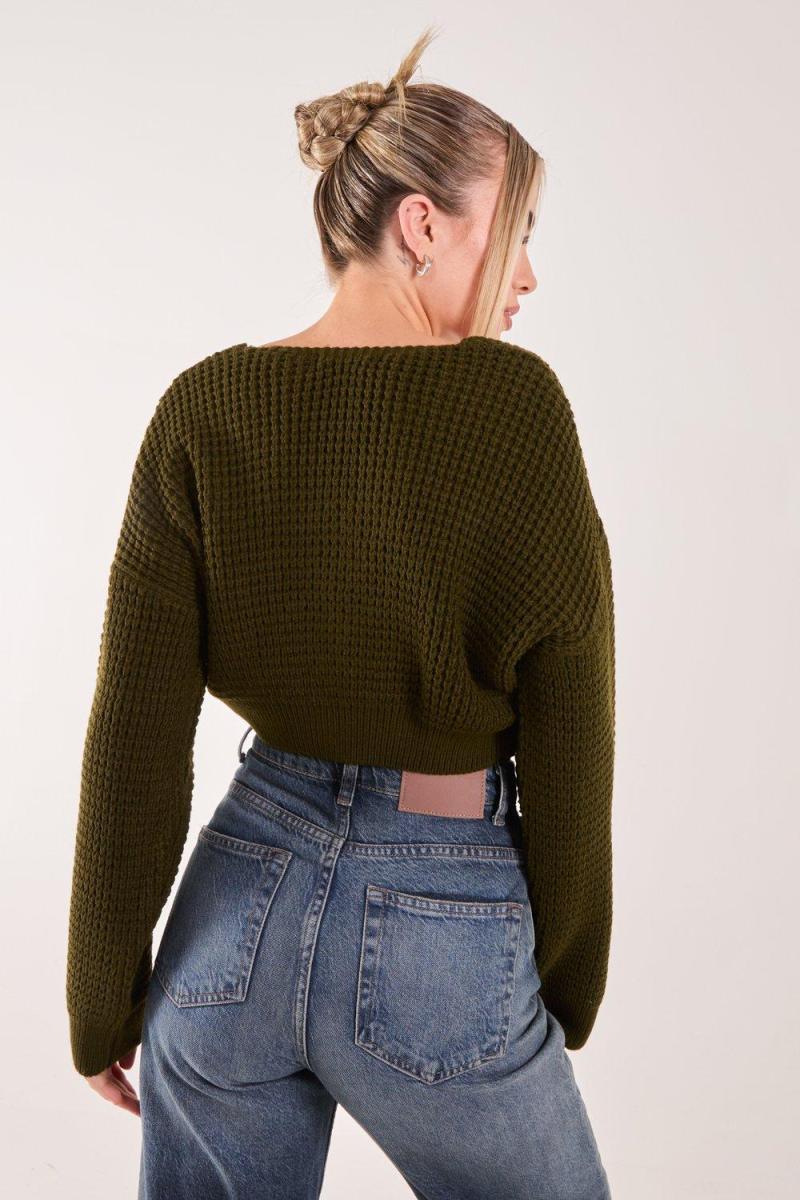 V шия, обрізана в’язаний кардиган